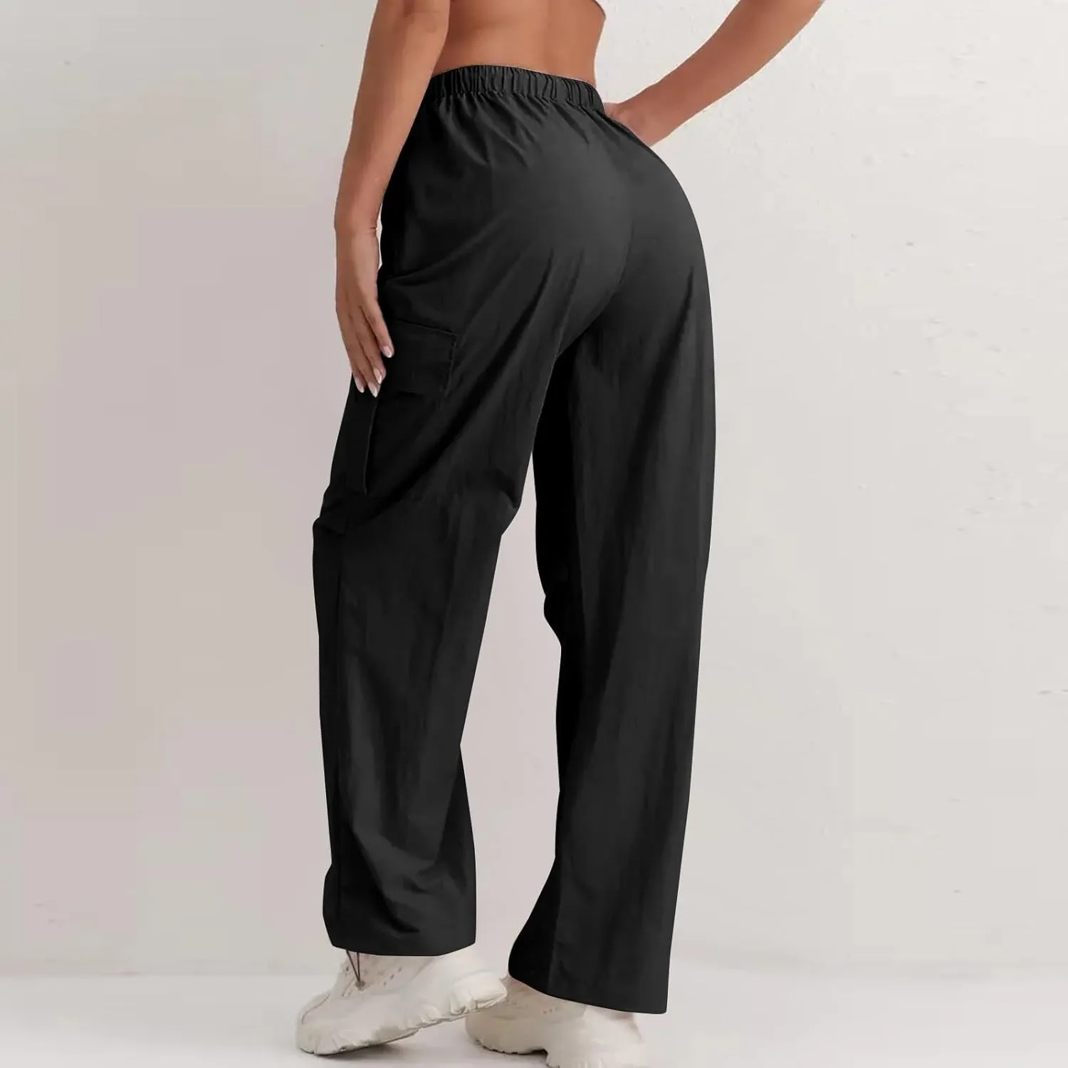 Cargo Pants for Women Quick Drying High Waisted Hiking Pants Lightweight Relaxed fit Comfy Parachute Pant with Pockets