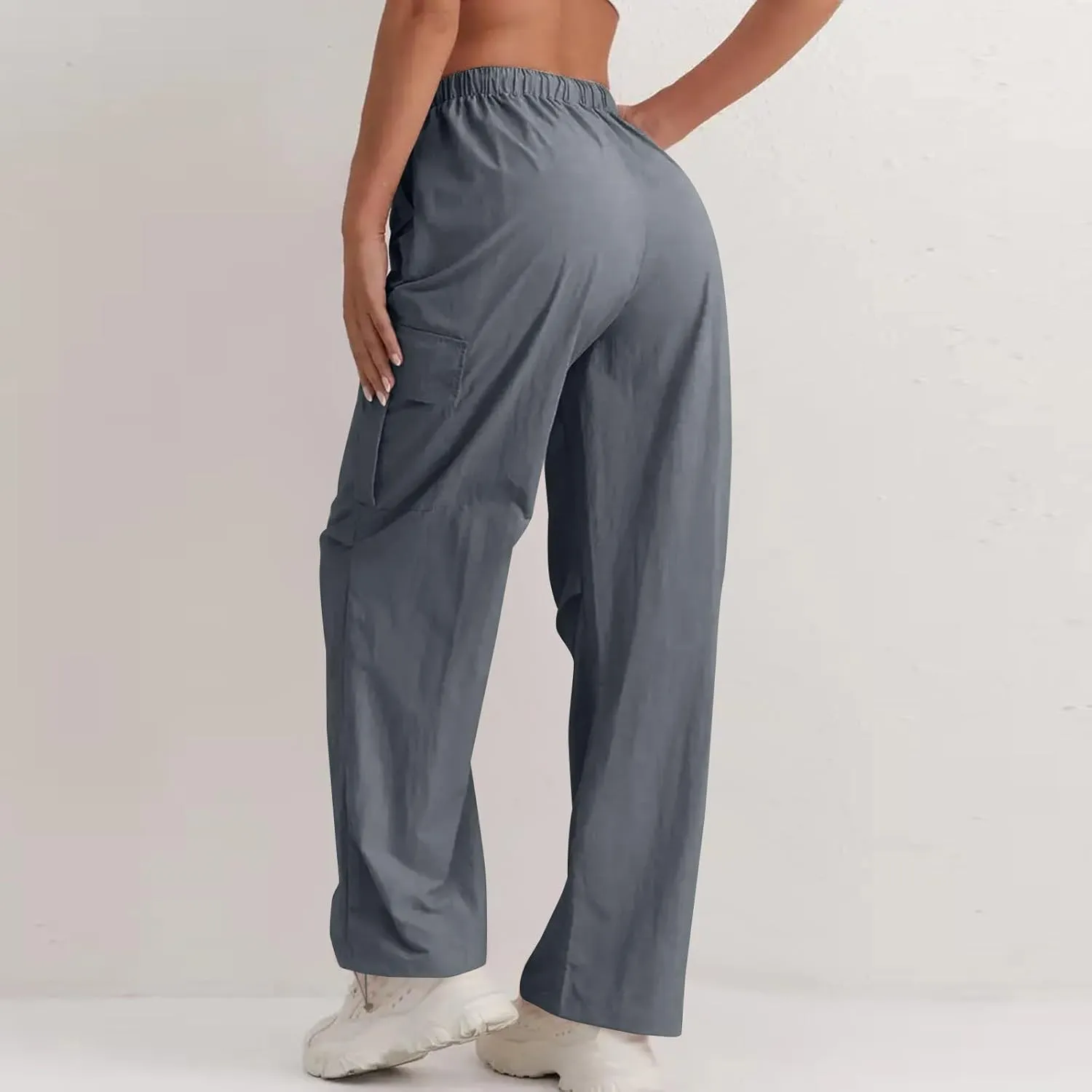 Cargo Pants for Women Quick Drying High Waisted Hiking Pants Lightweight Relaxed fit Comfy Parachute Pant with Pockets
