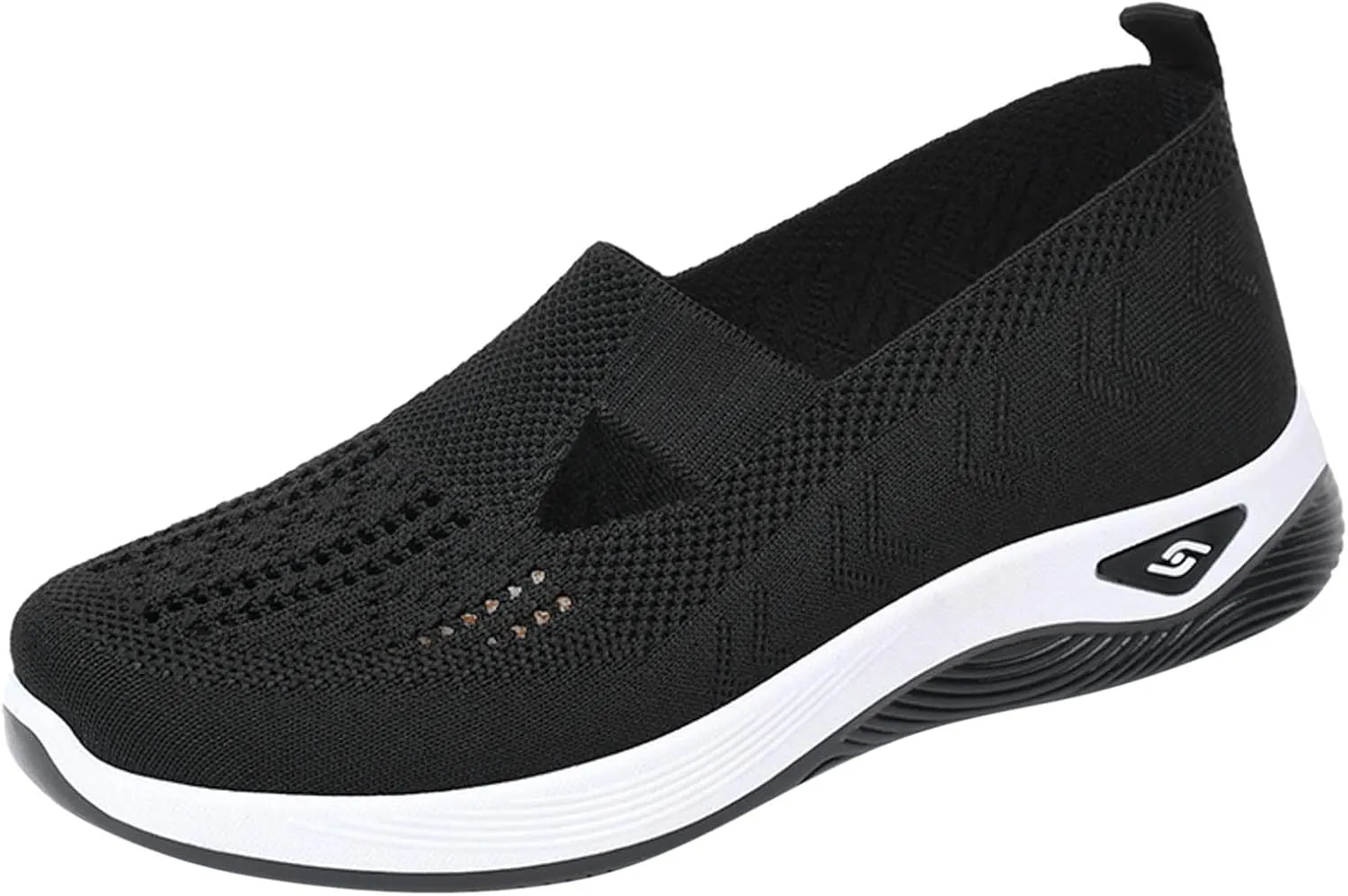 Cathalem Women's Woven Orthopedic Breathable Soft Shoes Hands Free Slip in Sneakers Go Walking Slip on Diabetic Foam Shoes
