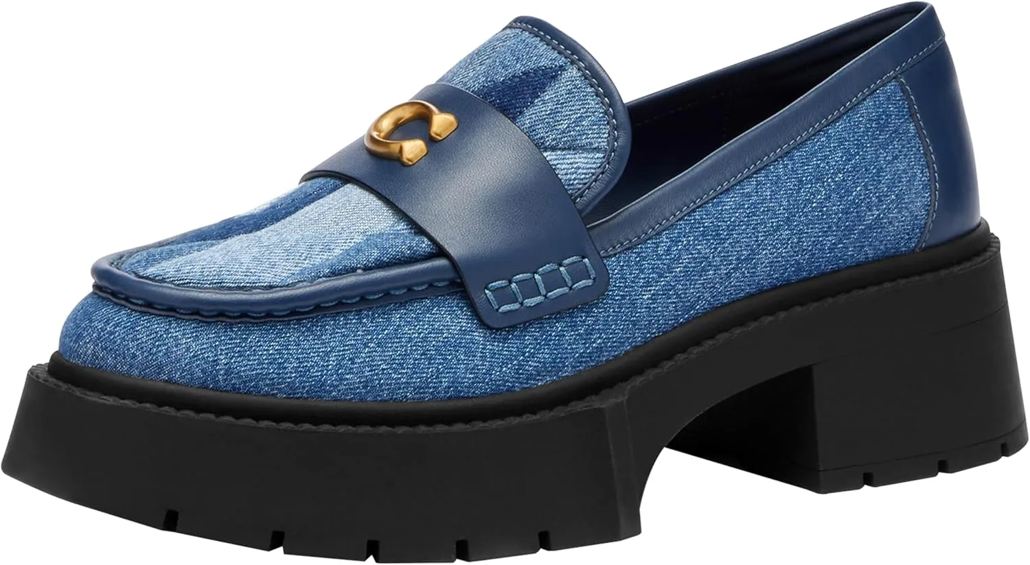 Coach Women's Leah Platform Loafer, Charcoal/Black, 6