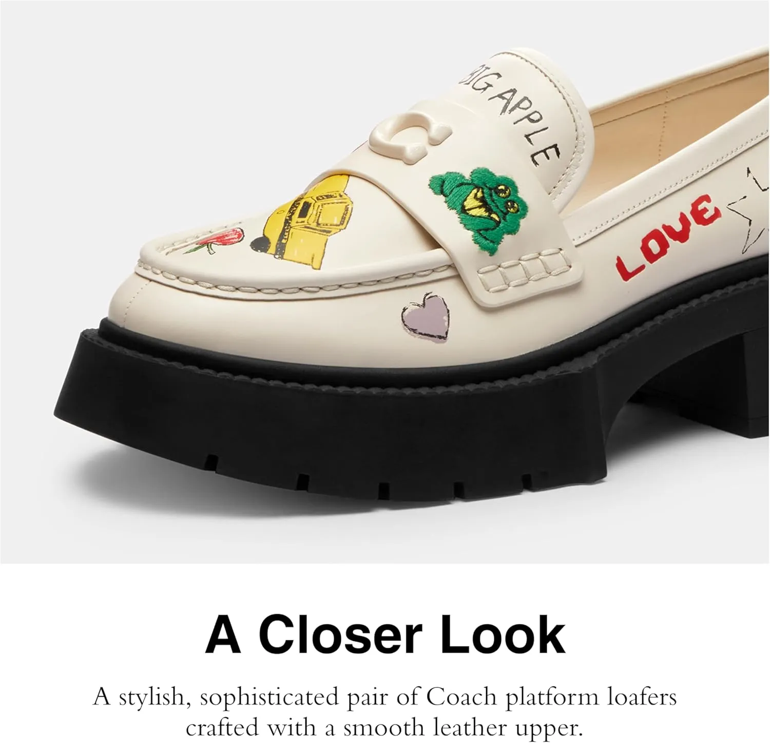 Coach Women's Leah Platform Loafer with Sketch Print