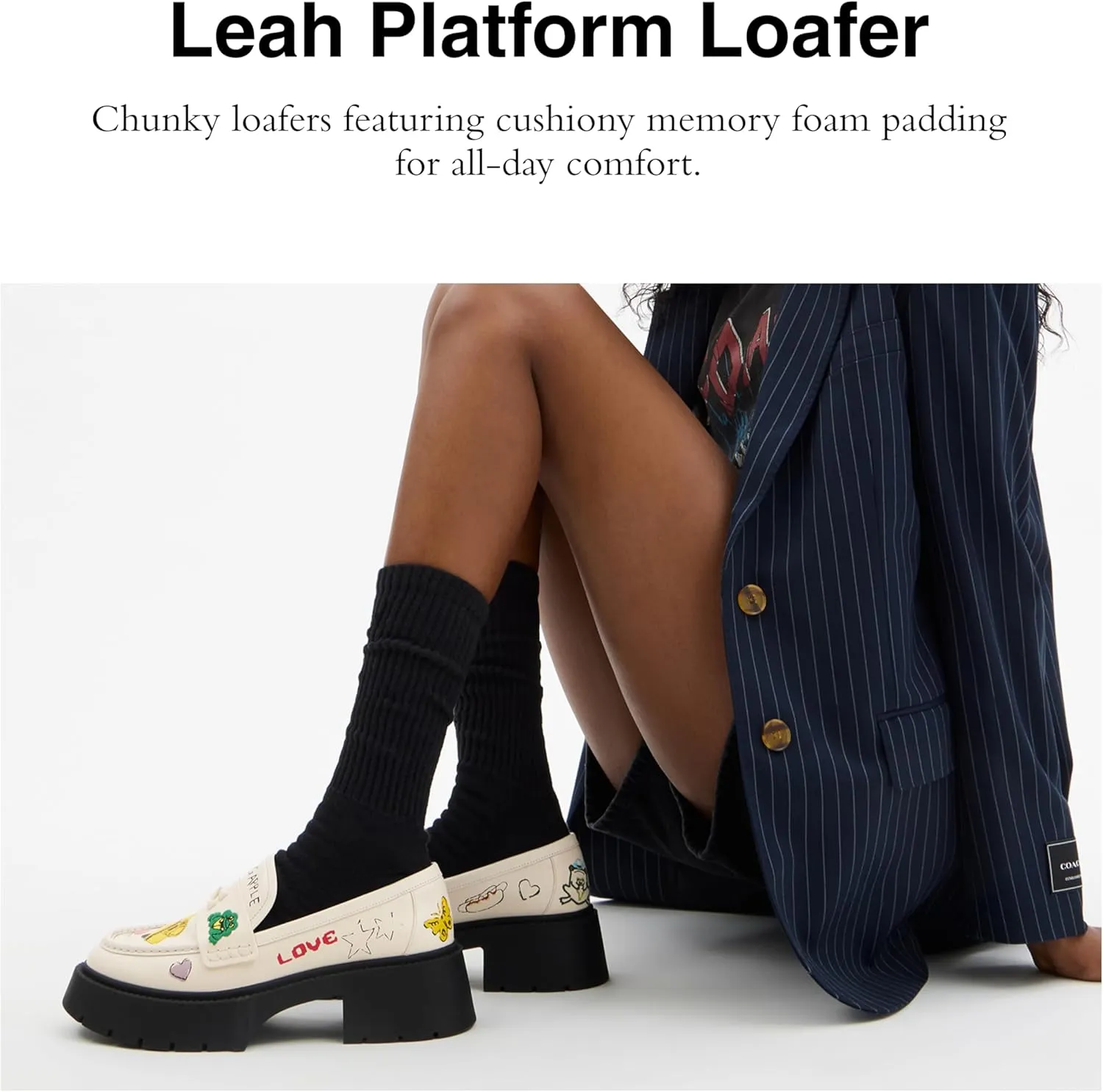 Coach Women's Leah Platform Loafer with Sketch Print