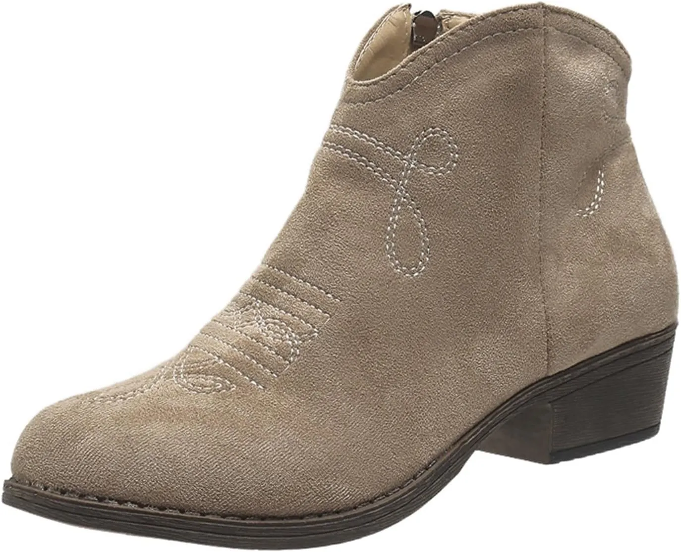 Cowboy Boots for Women Low Heel with Side Zippers Western Durable Cowgirl Boots Comfortable Women's Ankle Boots Booties