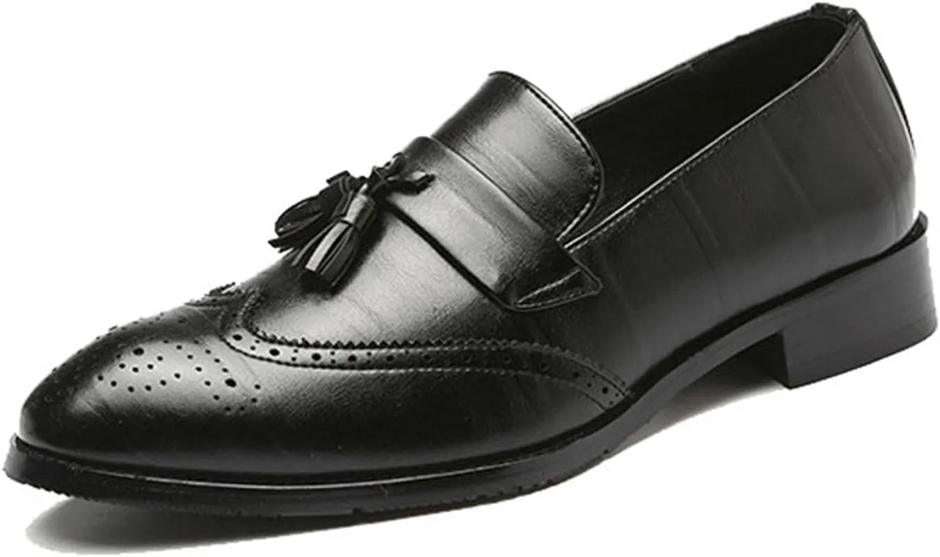Dress Shoes for Men Leather Formal Business Oxford Derby Shoes Brogue Wingtip Retro Dress Shoes for Men
