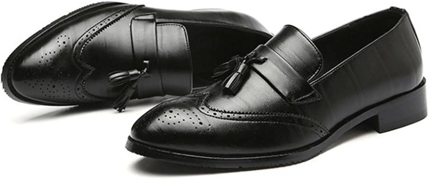 Dress Shoes for Men Leather Formal Business Oxford Derby Shoes Brogue Wingtip Retro Dress Shoes for Men