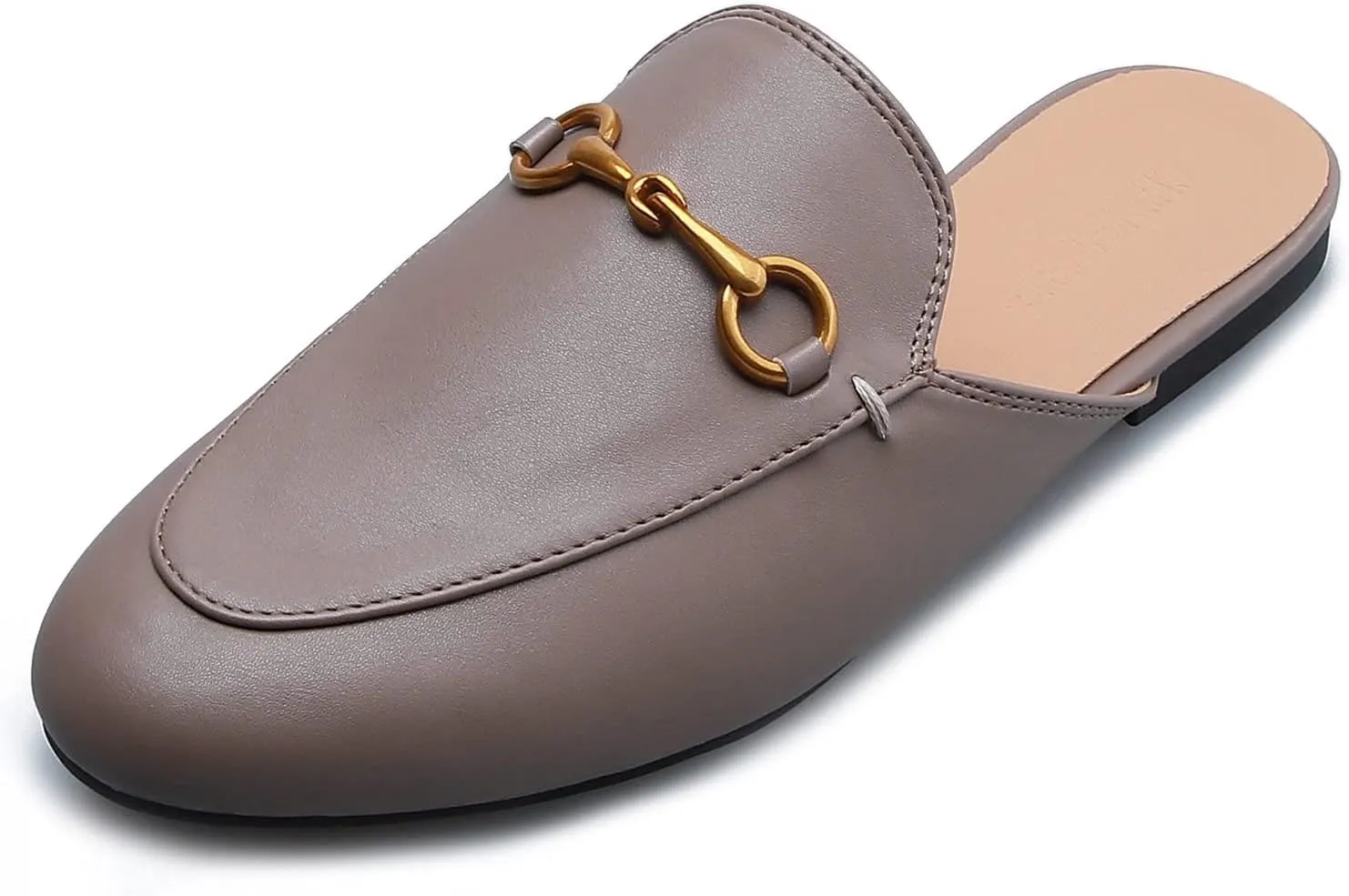 Fur Mules for Women Leather Mule Slides Buckle Mule Shoes Fluffy Furry Flat Mules Slipper