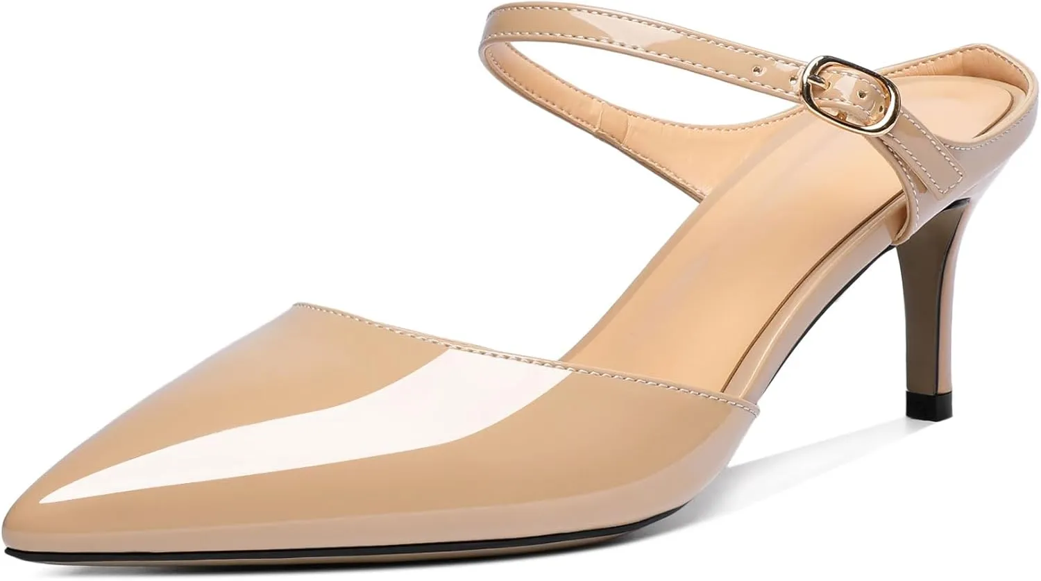 Joseywade Women Mules Low Kitten Heel Mules Slip On Heeled Sandals Cloesd Pointed Toe Dress Pumps Backless Dress Shoes 2.5 Inch