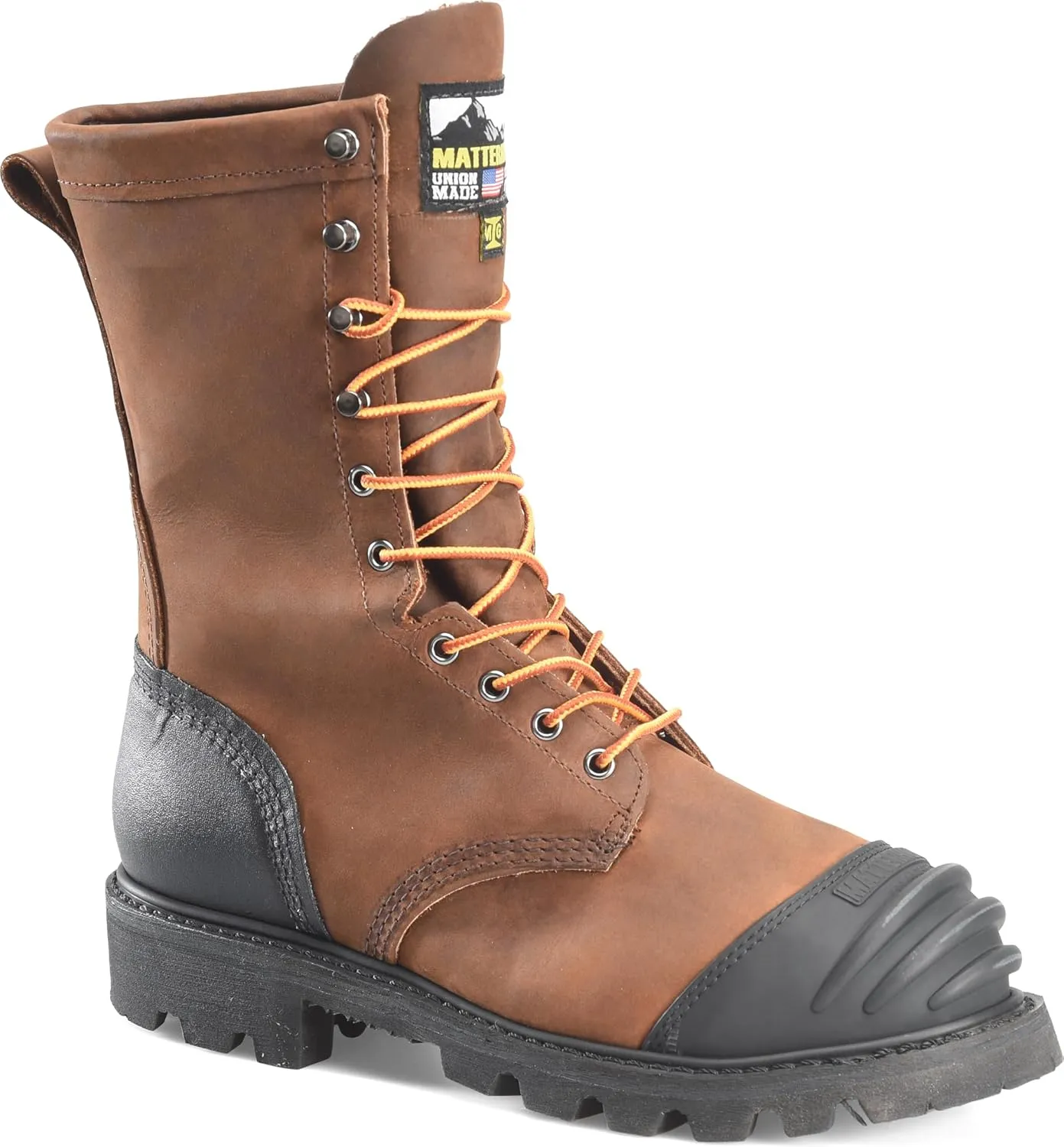 Matterhorn Copper Internal 10" Met Guard Steel Toe, Durable Men's Industrial & Construction Boot, Slip-Resistant Sole