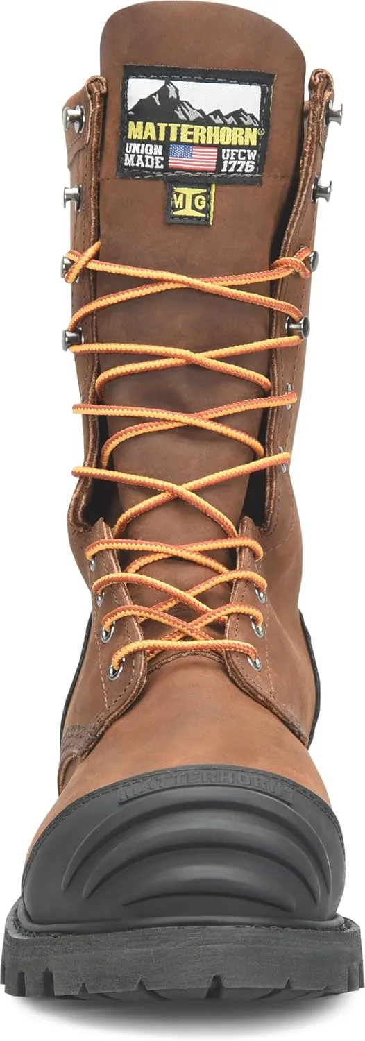 Matterhorn Copper Internal 10" Met Guard Steel Toe, Durable Men's Industrial & Construction Boot, Slip-Resistant Sole