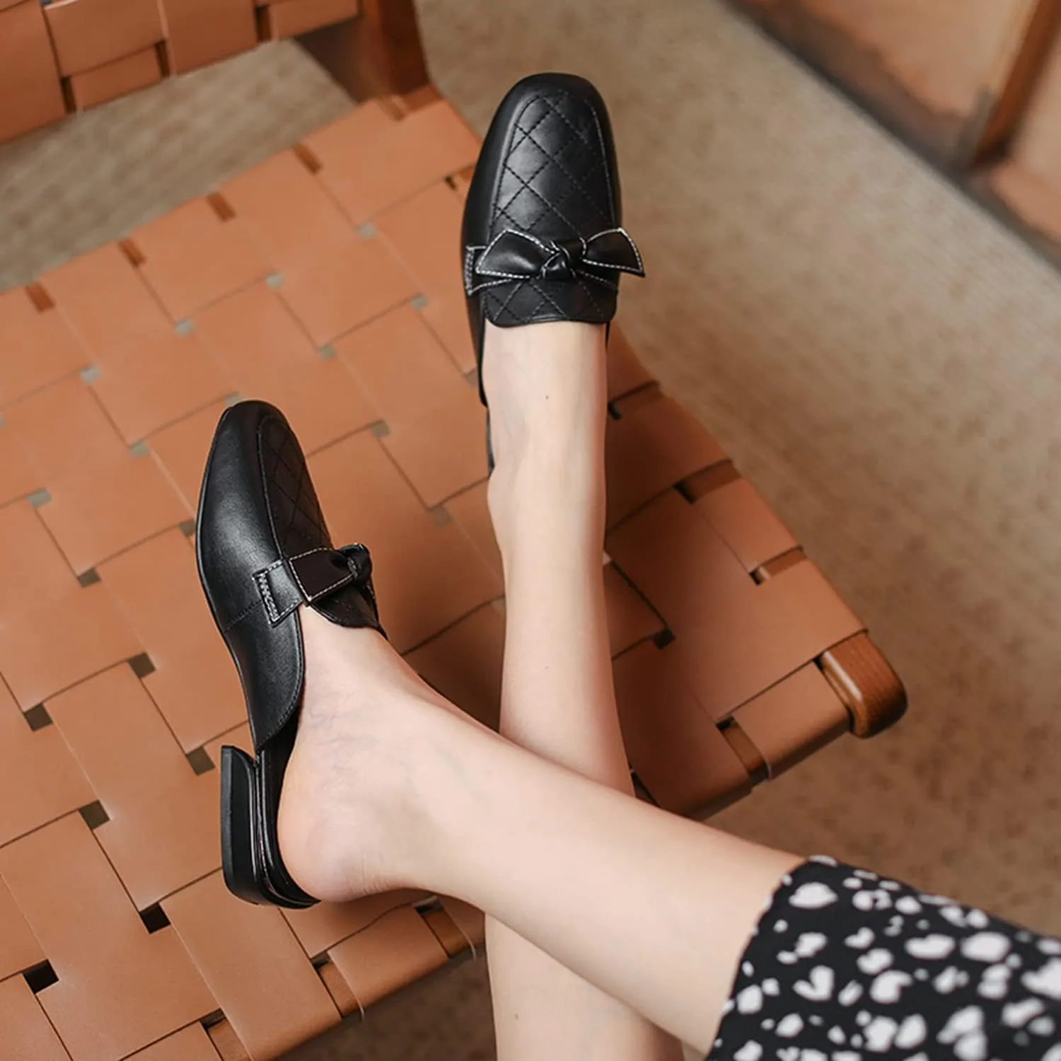 Minishion Summer Mules Shoes for Women Casual Heeled Loafers Slides