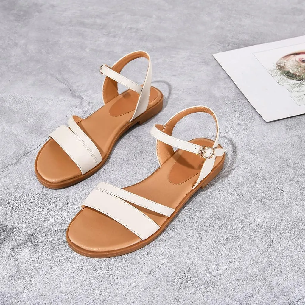 MIOKE Women's Casual Strappy Flat Flipflops Sandals Clip Toe Summer Beach Thong Gladiator Roman Shoes