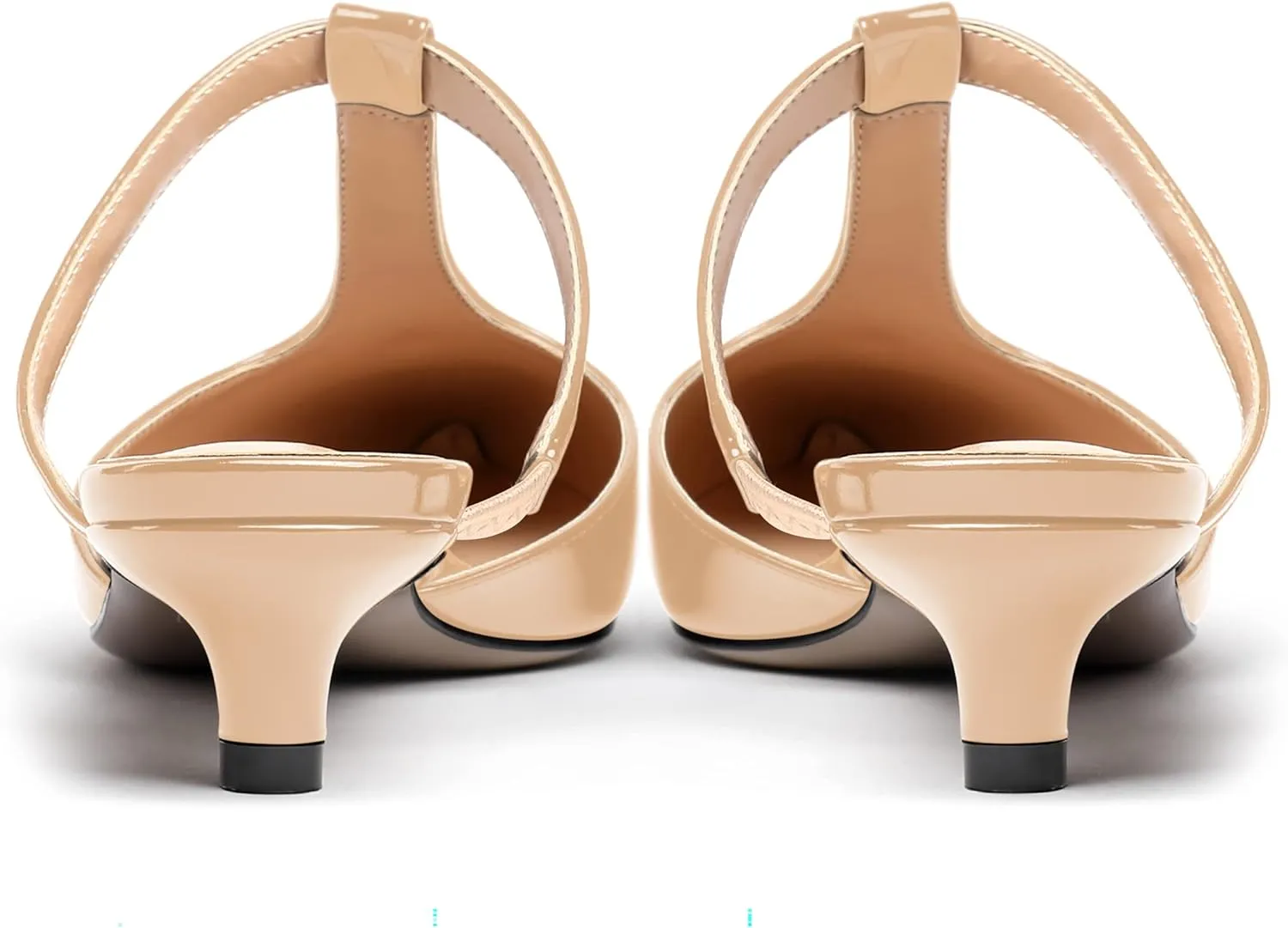 MODENCOCO Women's T Strap Pointed Toe Dress Party Slip On Comfortable Patent Kitten Low Heel Mules Shoes 1.5 Inch