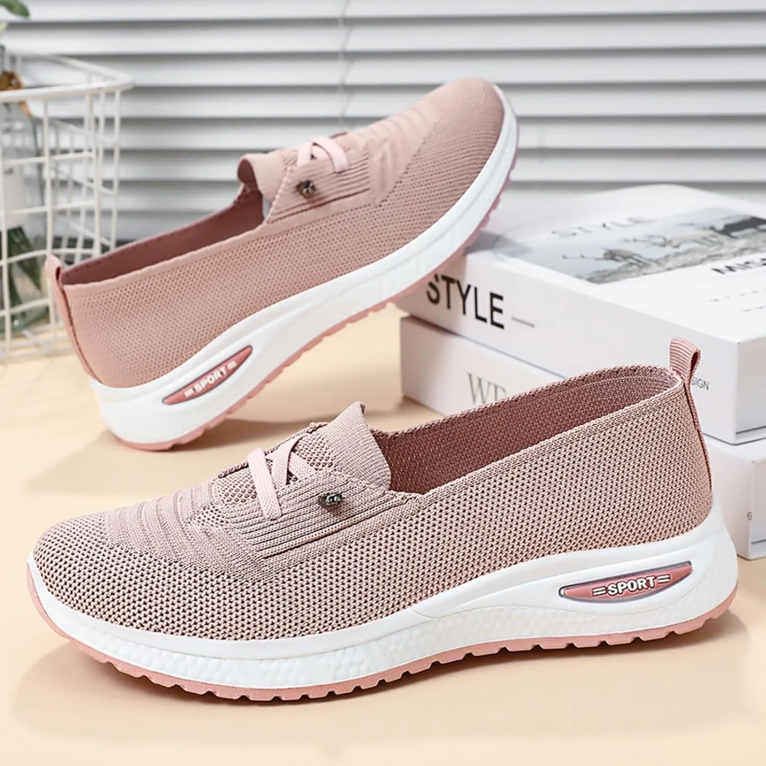 Orthopedic Shoes for Women, Women's Comfortable Walking Shoe Slip On Arch Support Sneakers Breathable Mesh Shoes