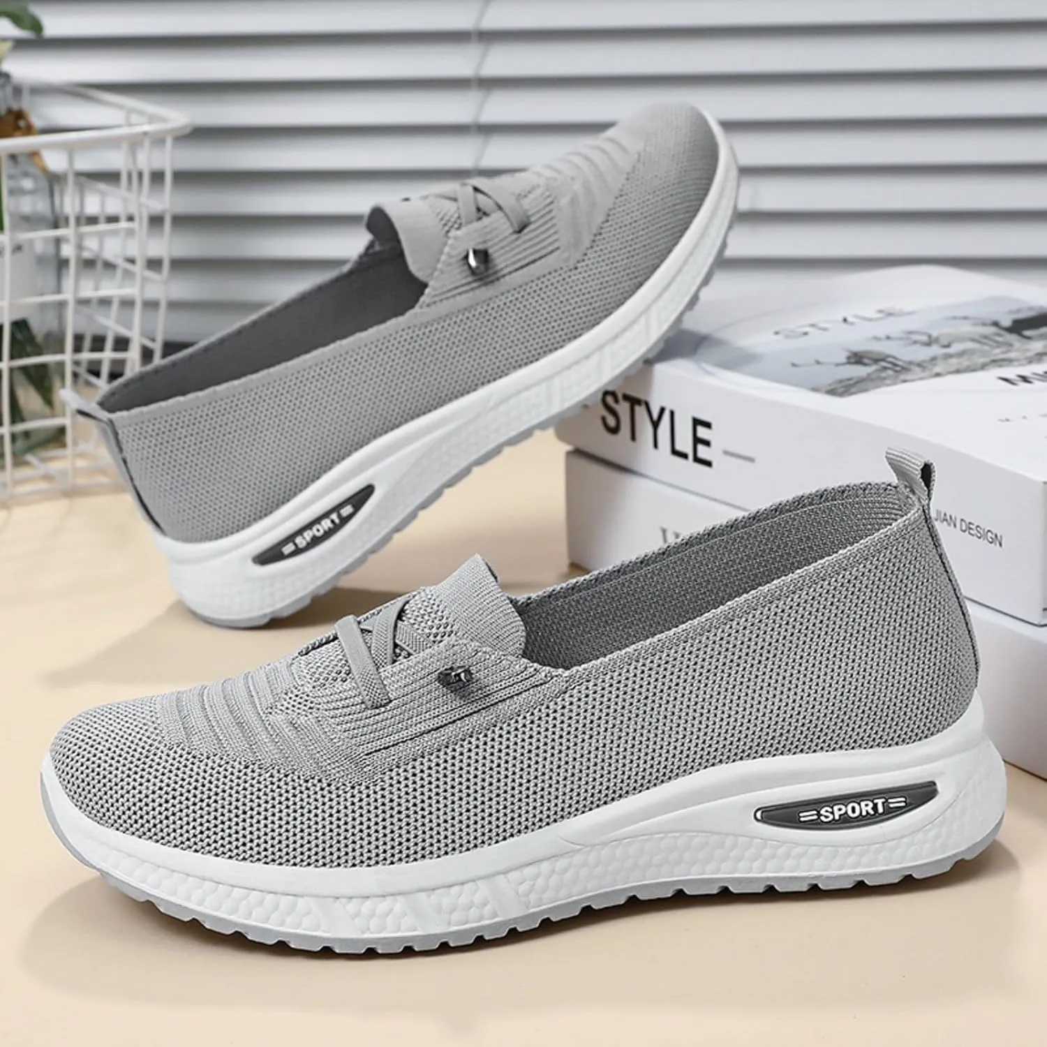 Orthopedic Shoes for Women, Womens Slip On Walking Sneakers Breathable Tennis Shoes Comfortable Mesh Non-Slip Shoes