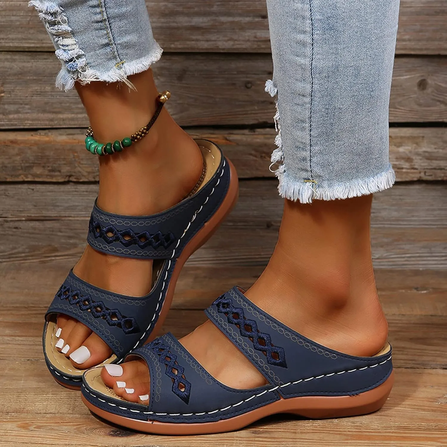 Orthopedic Wedge Sandals for Women 2025, Women's Comfy Orthotic Sandals, Non Slip Summer Dressy Slides Arch Support