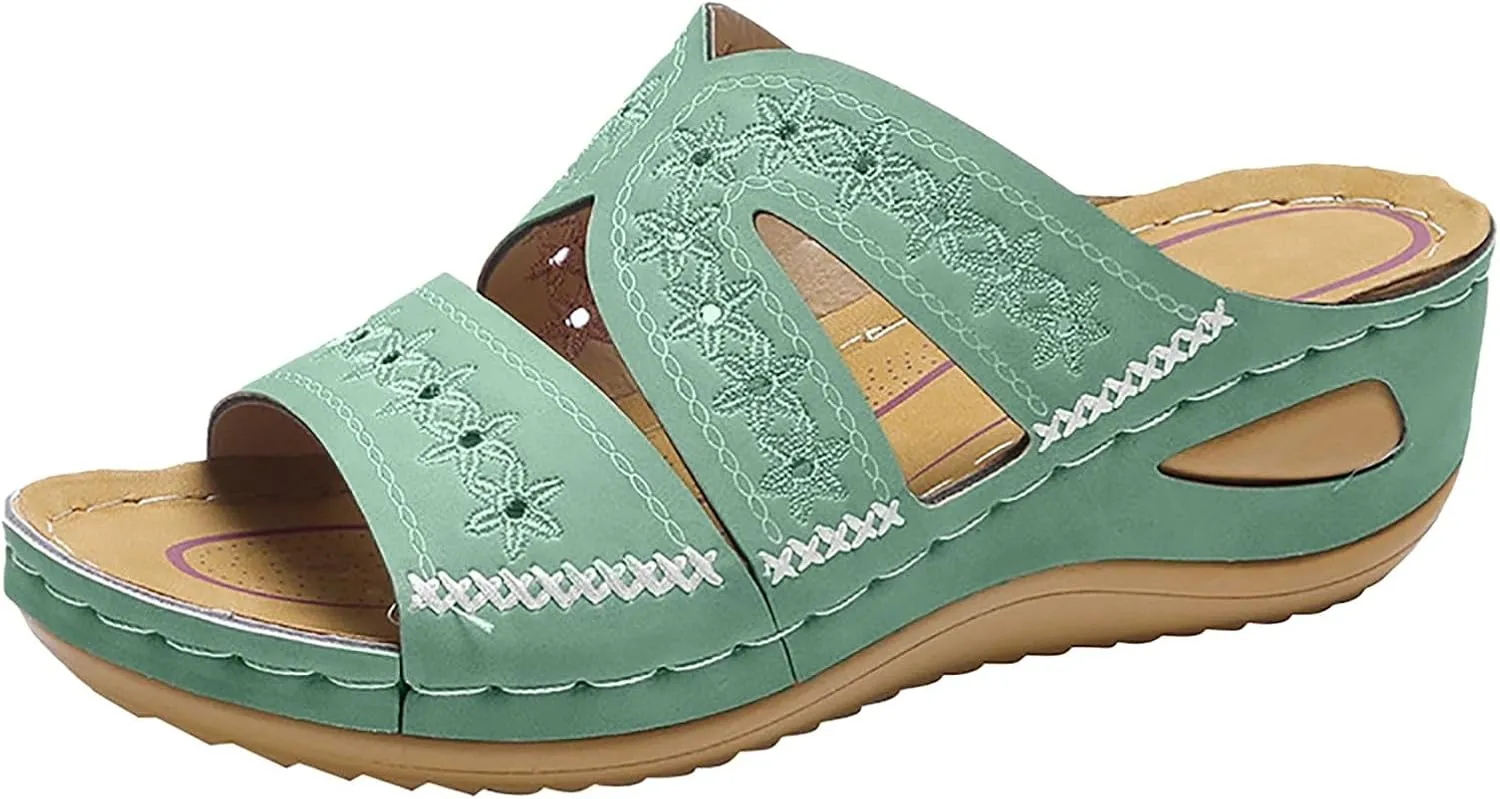 Orthopedic Wedge Sandals for Women 2025, Women's Comfy Orthotic Sandals, Non Slip Summer Dressy Slides Arch Support