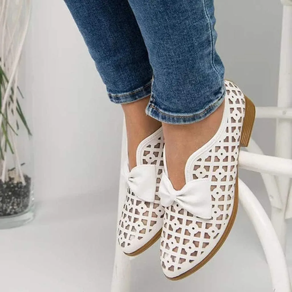 Sandals for Women Platform, Pointed Toe Breathable Wedges Loafers Bowknot Hollow Out Walking Shoes Beach Casual Sandals