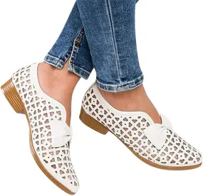 Sandals for Women Platform, Pointed Toe Breathable Wedges Loafers Bowknot Hollow Out Walking Shoes Beach Casual Sandals