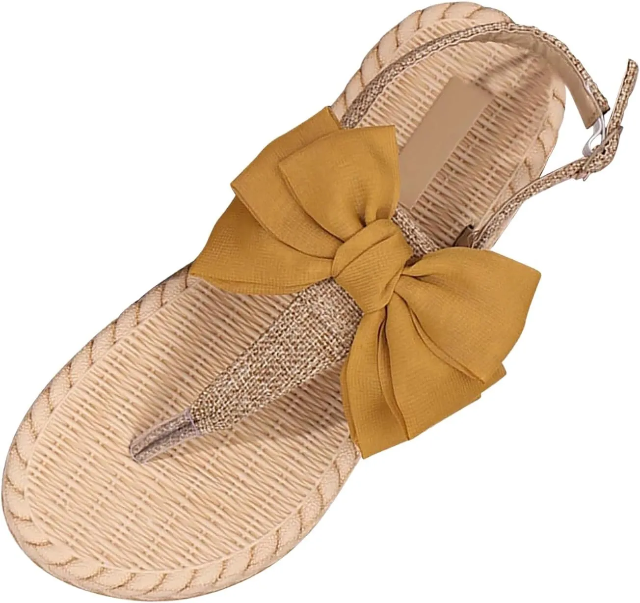Womens Flat Flat Flip Sandals 2025 Casual Summer Wide Width Slides with Rope Sole Fashionable Indoor Outdoor Beaded Bow Summer Walking Shoes Slippers
